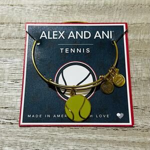 New Alex and Ani Team USA Tennis Bangle Charm Bangle Bracelet in Gold